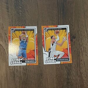 Russ Bomb Squad Basketball Cards Victor Wembanyama and Anthony Edwards